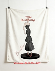 Balenciaga Vintage 1950 Mermaid Gown Flannel Throw Blanket for Sofa and Wall Decor BA310